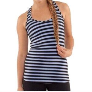 LULULEMON *  COOL Racerback Tank top Black and Lilac Stripe